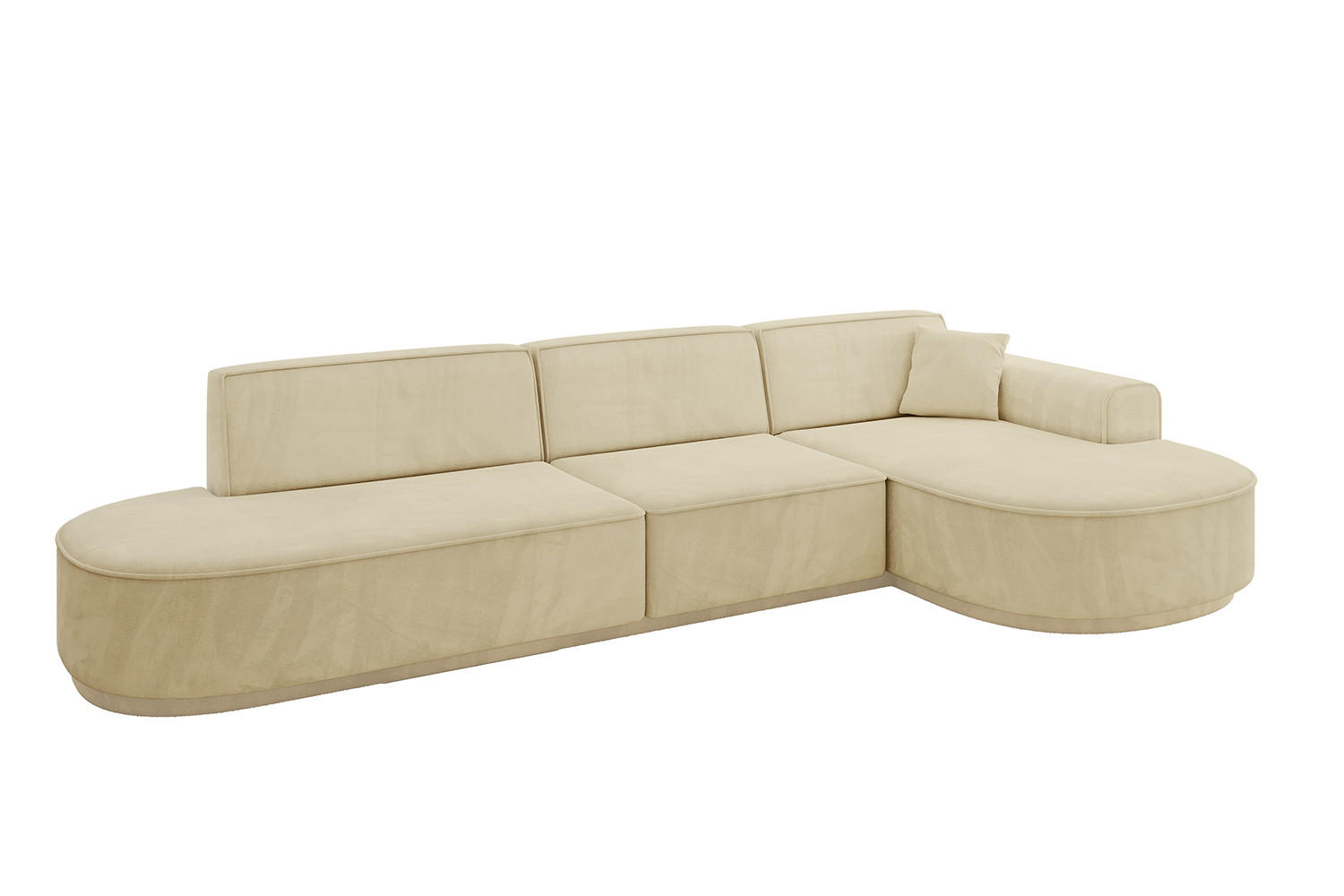 ECKSOFA Ottomane Rechts MARI-L2-v3 - 328x171x83 cm Beige Velours - Beige/Schwarz, Holzwerkstoff/Kunststoff (171/328cm) - ALTDECOR