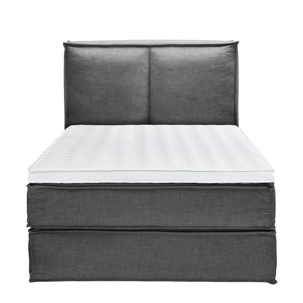 BOXSPRINGBETT mit Kopfteil - Premium - Anthrazit, Textil (140/220cm) - home24