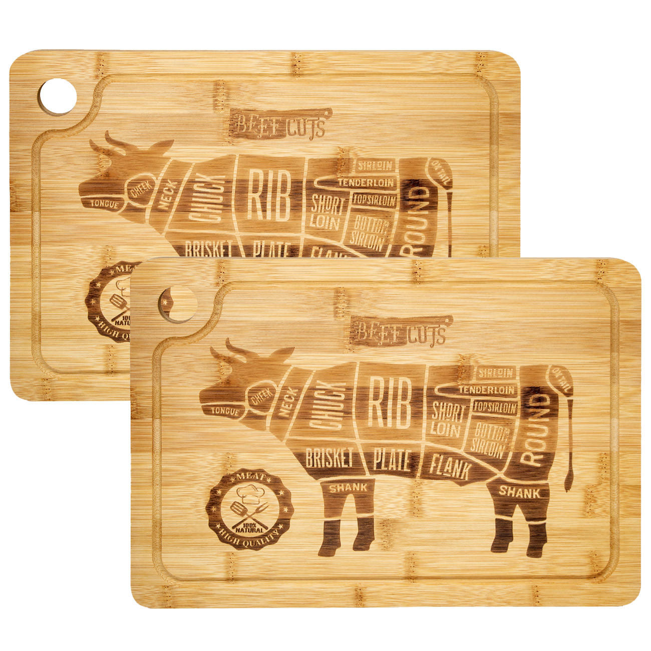 STEAKBRETT 25/30/2 cm, Bambus - Braun, Holz (23/33cm) - Dunedesign