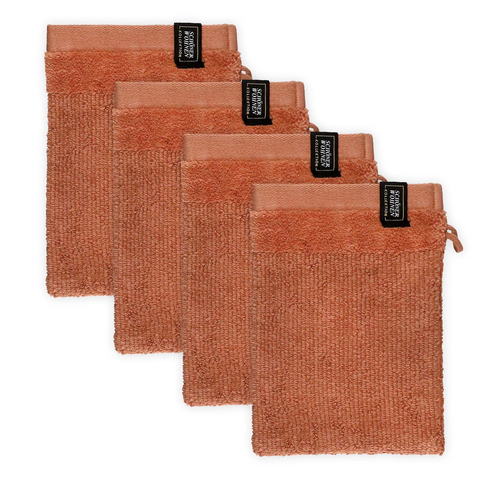 WASCHANDSCHUH BAUMWOLLE SENSE 4ER SET - Orange, Textil (16/21cm) - Schöner Wohnen