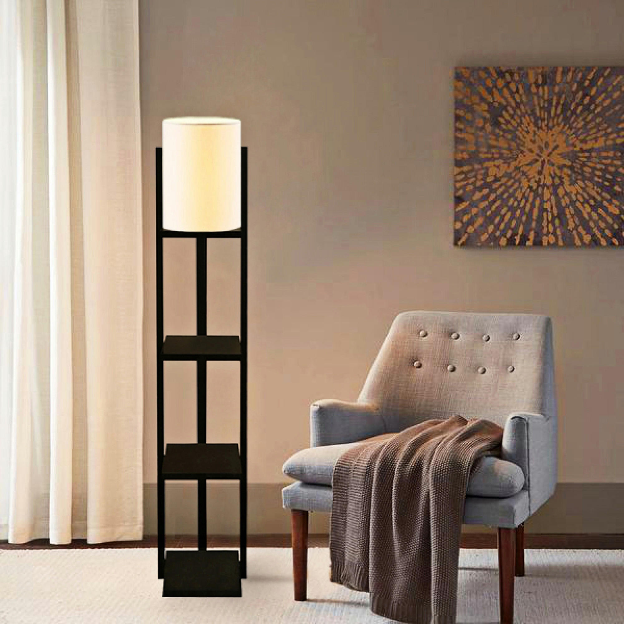 STEHLEUCHTE Rotherham - Creme, Holzwerkstoff (21/21/135cm) - lux.pro