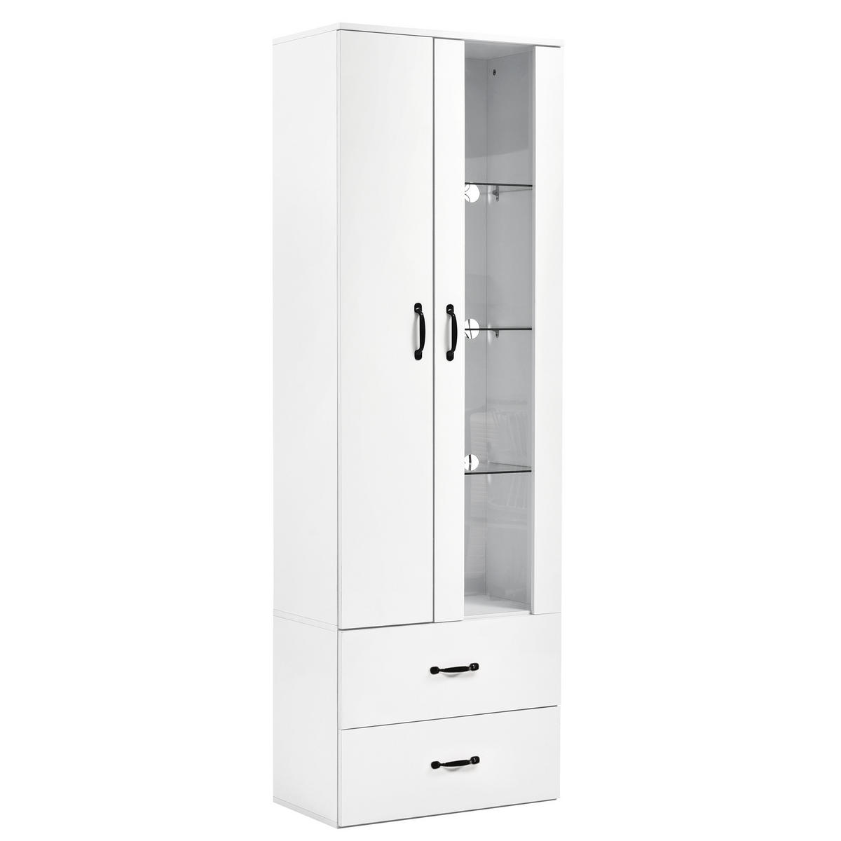VITRINE Weiß 59.5/35/182 cm - Weiß, Holzwerkstoff (59.5/182/35cm) - PANGIVO