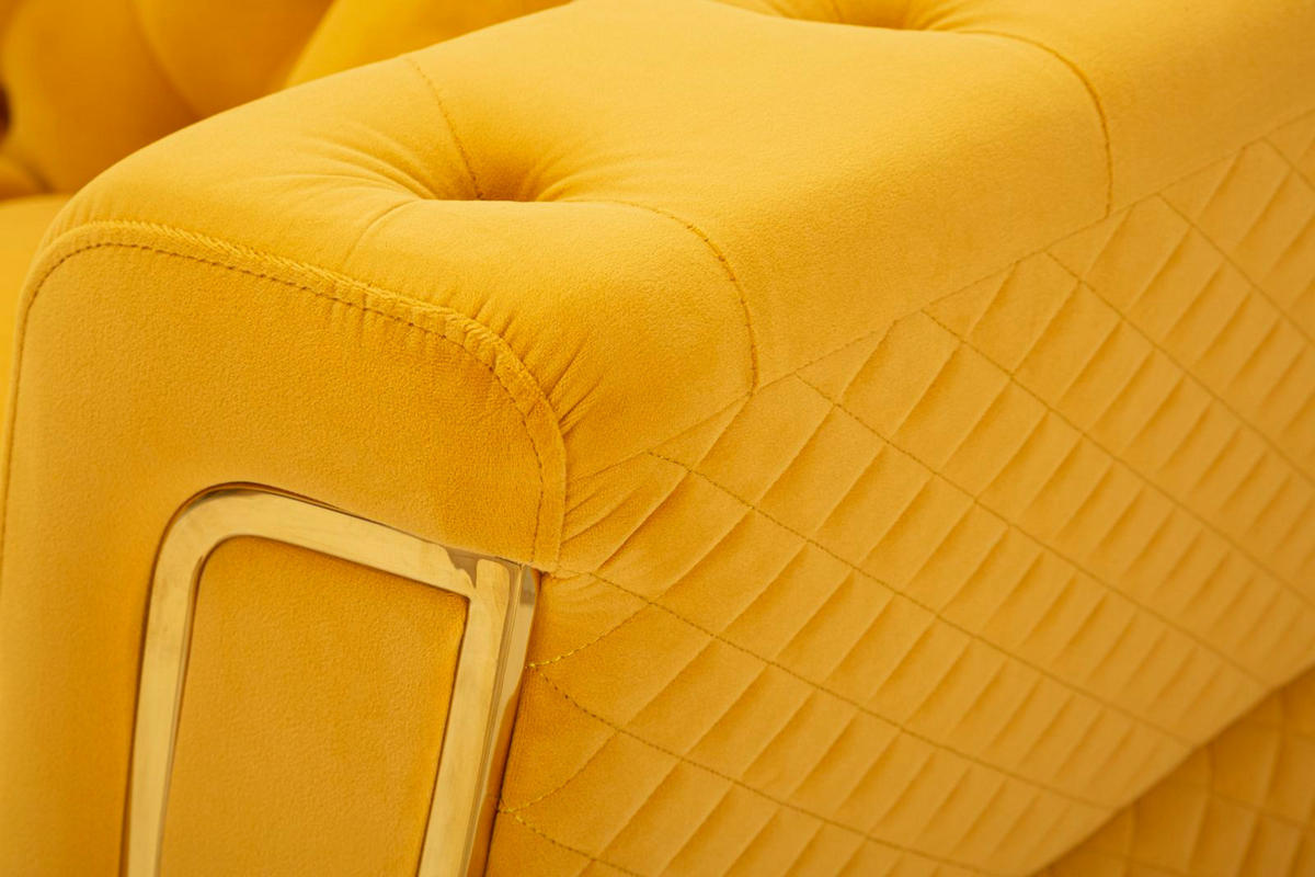 2-SITZER Sofa gesteppt Emy - Gelb - Gelb, Holz/Holzwerkstoff (162/76/83cm) - Pasmara