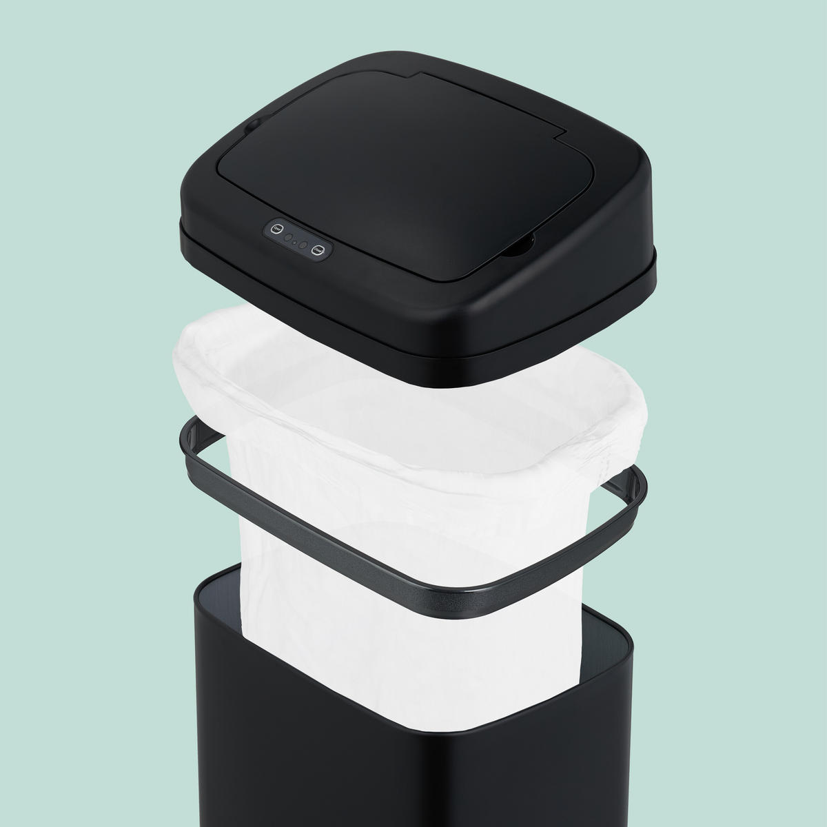 SENSOR-MÜLLEIMER - Schwarz, Kunststoff/Metall (33/70/25cm) - Relaxdays