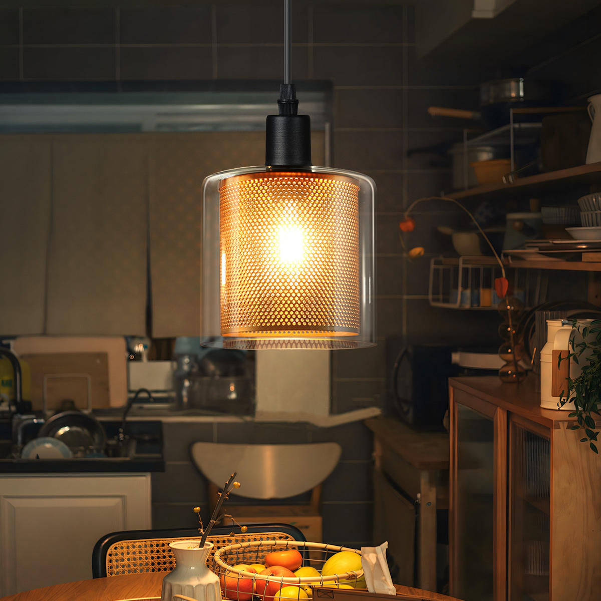 PENDELLEUCHTE Kaelis 13/12/450 cm - Schwarz, Metall (13/12/450cm) - ZMH