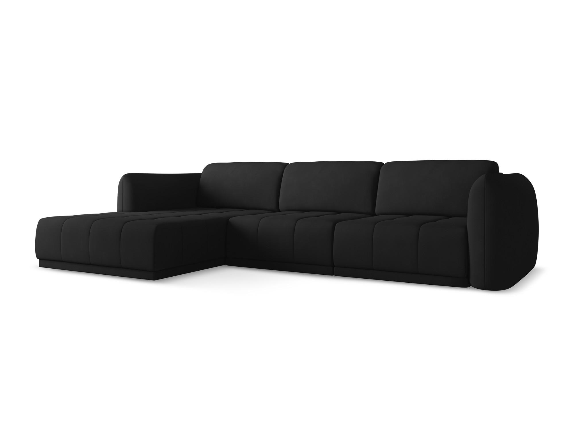 ECKSOFA Links Chenille Stoff Schwarz - Schwarz, Kunststoff/Textil (170/290cm) - Makamii