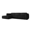 ECKSOFA Links Chenille Stoff Schwarz - Schwarz, Kunststoff/Textil (170/290cm) - Makamii
