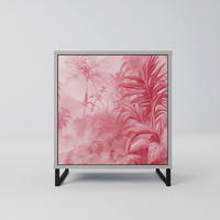 SIDEBOARD SWEET TROPICS, Grau, 57,5x42x67,5 cm, Schwarze Metall-Rahmenfüße - Multicolor/Schwarz, Holzwerkstoff/Metall (57.5/67.5/42cm) - SpaceRebels