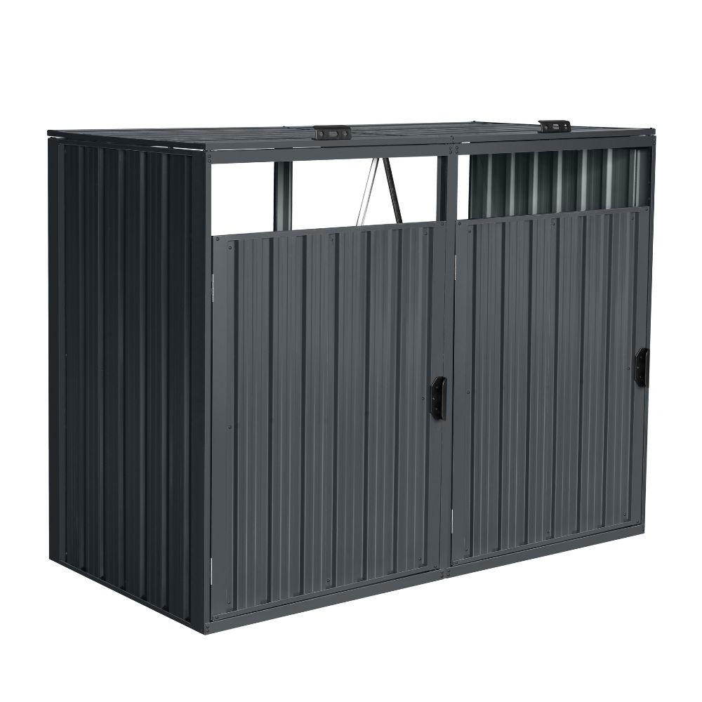 MÜLLTONNENBOX CUBO - Menge: 2, Ausstattung: 2x 240L - Anthrazit, Metall (160/122/80cm) - Home Deluxe