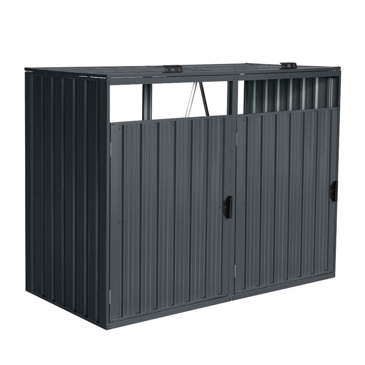 MÜLLTONNENBOX CUBO - Menge: 2, Ausstattung: 2x 240L - Anthrazit, Metall (160/122/80cm) - Home Deluxe