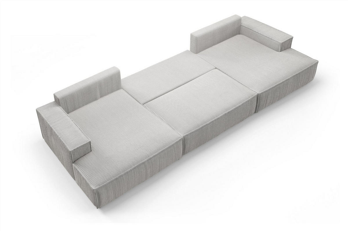 WOHNLANDSCHAFT Corunia - Grün, Holzwerkstoff/Textil (398/70/148cm) - Fun Möbel