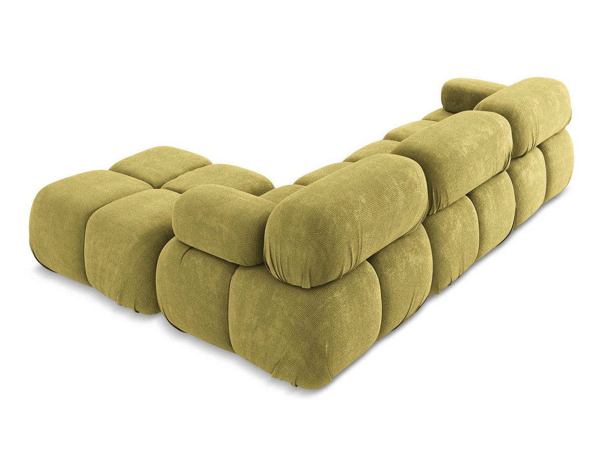 ECKSOFA Beidseitig Chenille Stoff Grün - Limette/Schwarz, Kunststoff/Textil (285/191cm) - Makamii