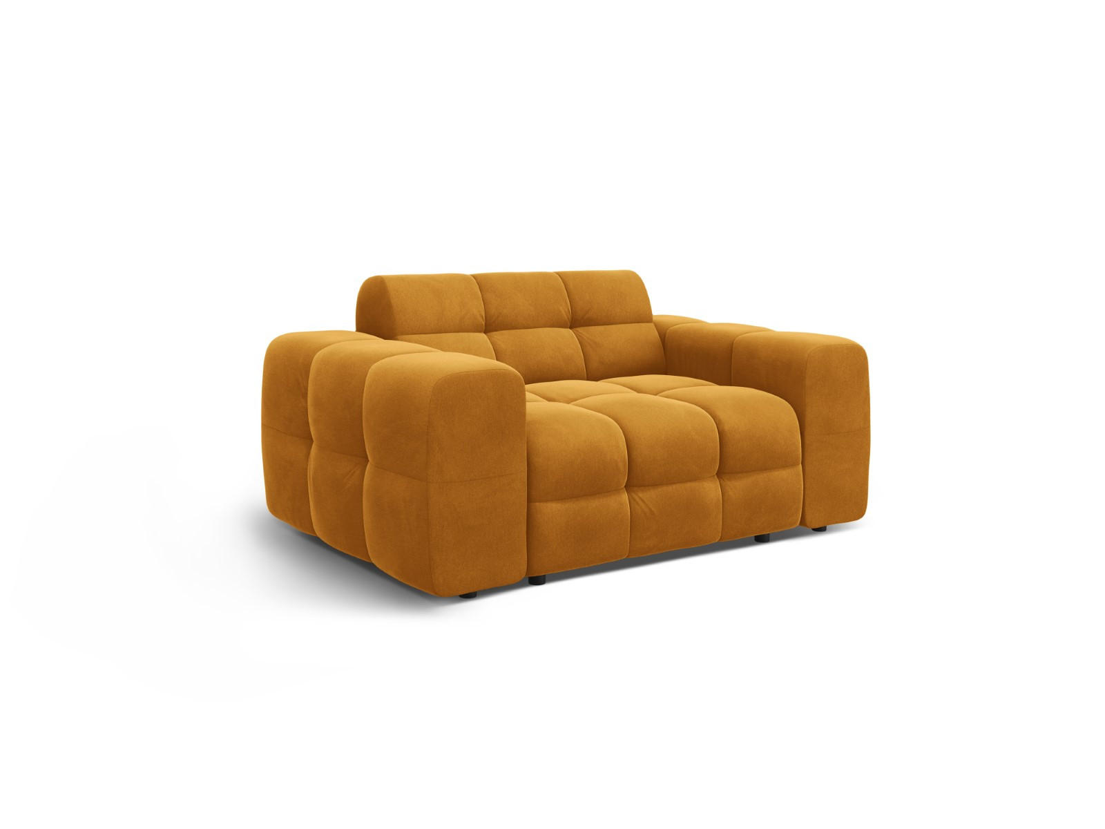 SOFA Kendal aus Samt senf 2 Sitzplätze - Dunkelgelb, Textil (156/79/103cm) - Micadoni