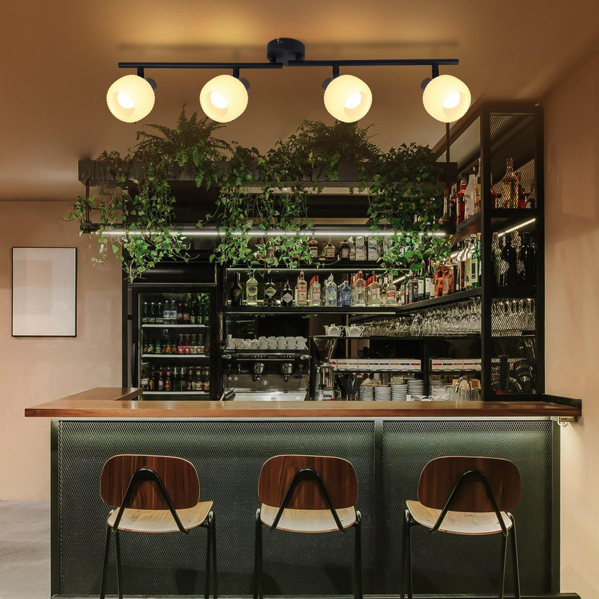 DECKENSTRAHLER Lantra 10/16.5/70 cm - Schwarz, Metall (70/10/16.5cm) - ZMH