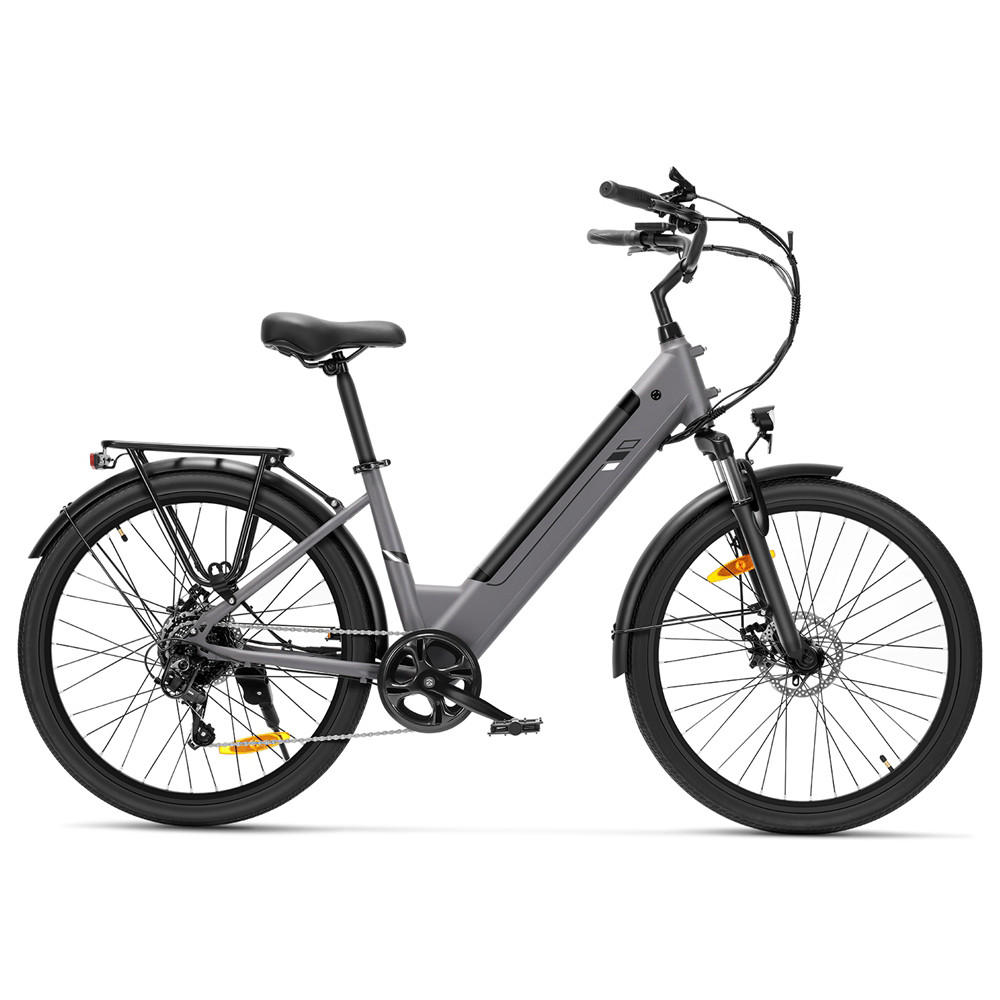 E-BIKE Touroll J2 ST – 100km Reichweite, 250W Motor, Shimano 7-Gang, Step-Thru Rahmen - Grau, Metall (120cm)