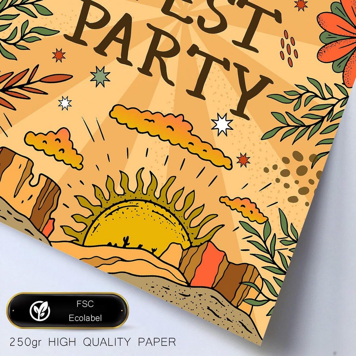 POSTER Set Mit 6 Wundervoller Wildwest-Ästhetische Dekorative Gemälde Für Ihr Wohnzimmer Oder Zuhause Wandkunstdruck A3 & A4 Rahmen Aus Hellem Holz - Beige, Papier (29/3cm) - Nacnic