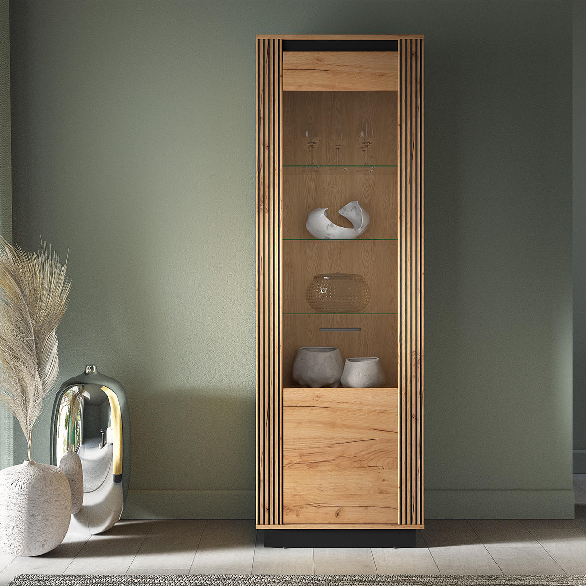 VITRÍNA Solal Dřevo - hnědá, kompozitní dřevo (65/200/40cm) - Petits-meubles