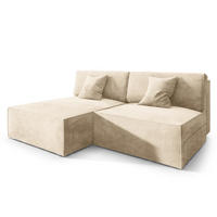 ECKSOFA FIORO M Creme Velours-Stoff mit Schlaffunktion - Creme/Grau, Holz/Kunststoff (204/148cm) - MASSENO