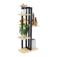 BLUMENREGAL - Schwarz/Naturfarben, Holzwerkstoff/Metall (42.5/93/22.5cm) - Relaxdays