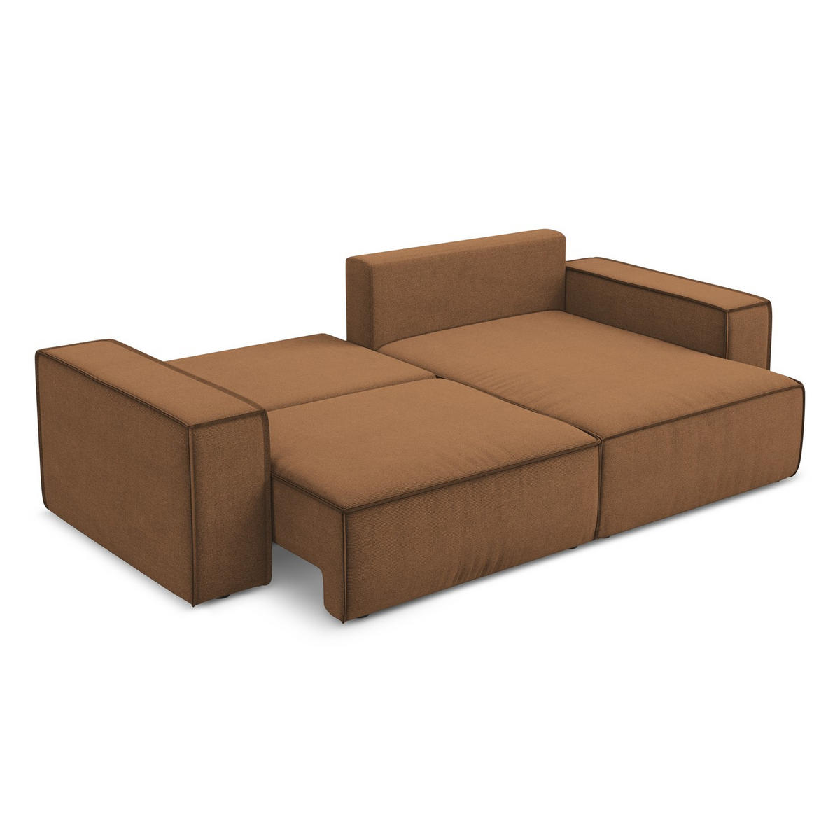 ECKSOFA mit Schlaffunktion Strukturstoff Stoff Orange - Terracotta/Schwarz, Kunststoff/Textil (257/148cm) - Makamii