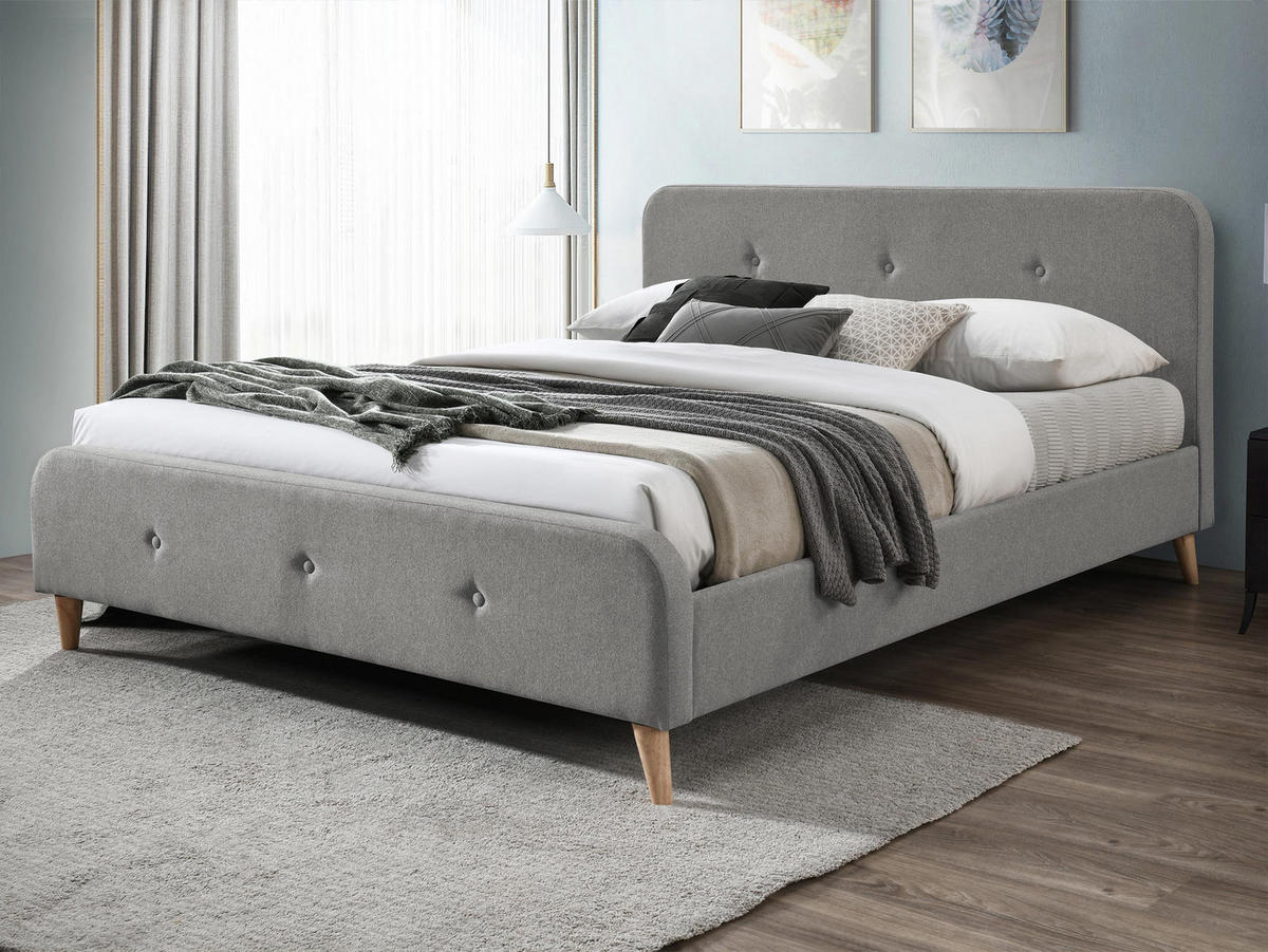 POLSTERBETT Loham New - Naturfarben/Grau, Holz/Holzwerkstoff (160/200cm) - MIRJAN24