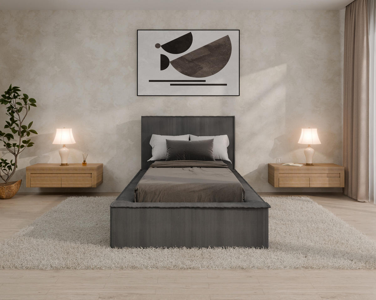 POLSTERBETT SANA 90x200cm Elegantes Polsterbett für modernen Wohnstil , ohne matratze, dunkelgrau - Dunkelgrau, Holz (90/200cm) - Homesy