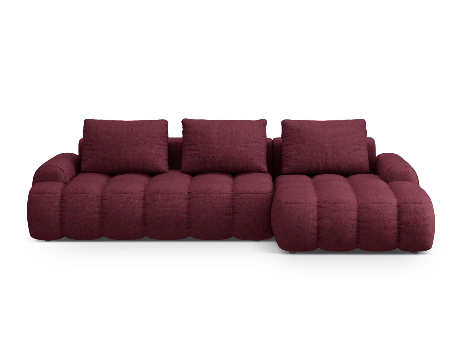 AUSKLAPPBARES-ECKSOFA rechts mit Container Linz aus strukturiertem Stoff burgundfarben 3 Sitzplätze - Bordeaux, Textil (142/275cm) - Cosmopolitan Design