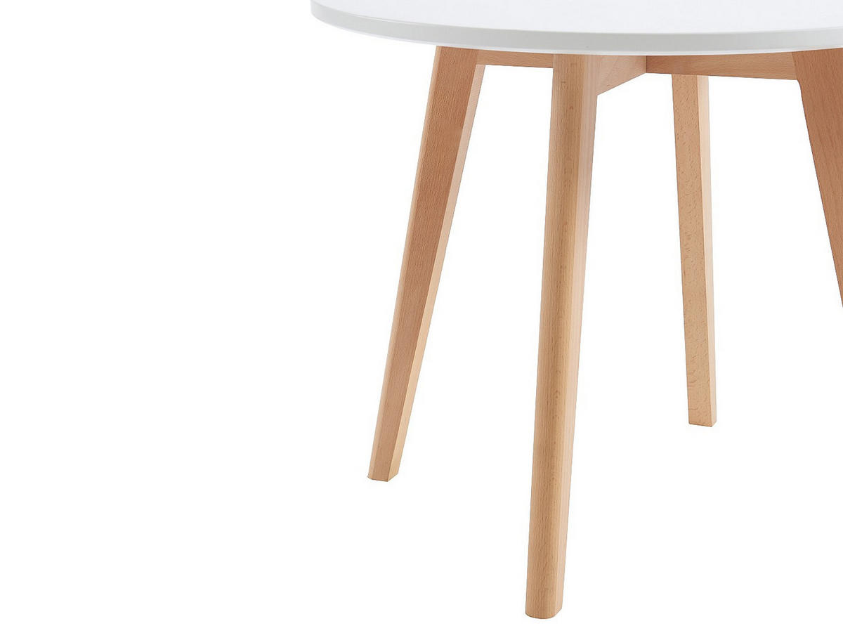 KINDERTISCH - MDF & Buche - Weiß & Holzfarben - LOULOUNE - Naturfarben/Weiß, Holz (60/51/60cm) - Vente-Unique