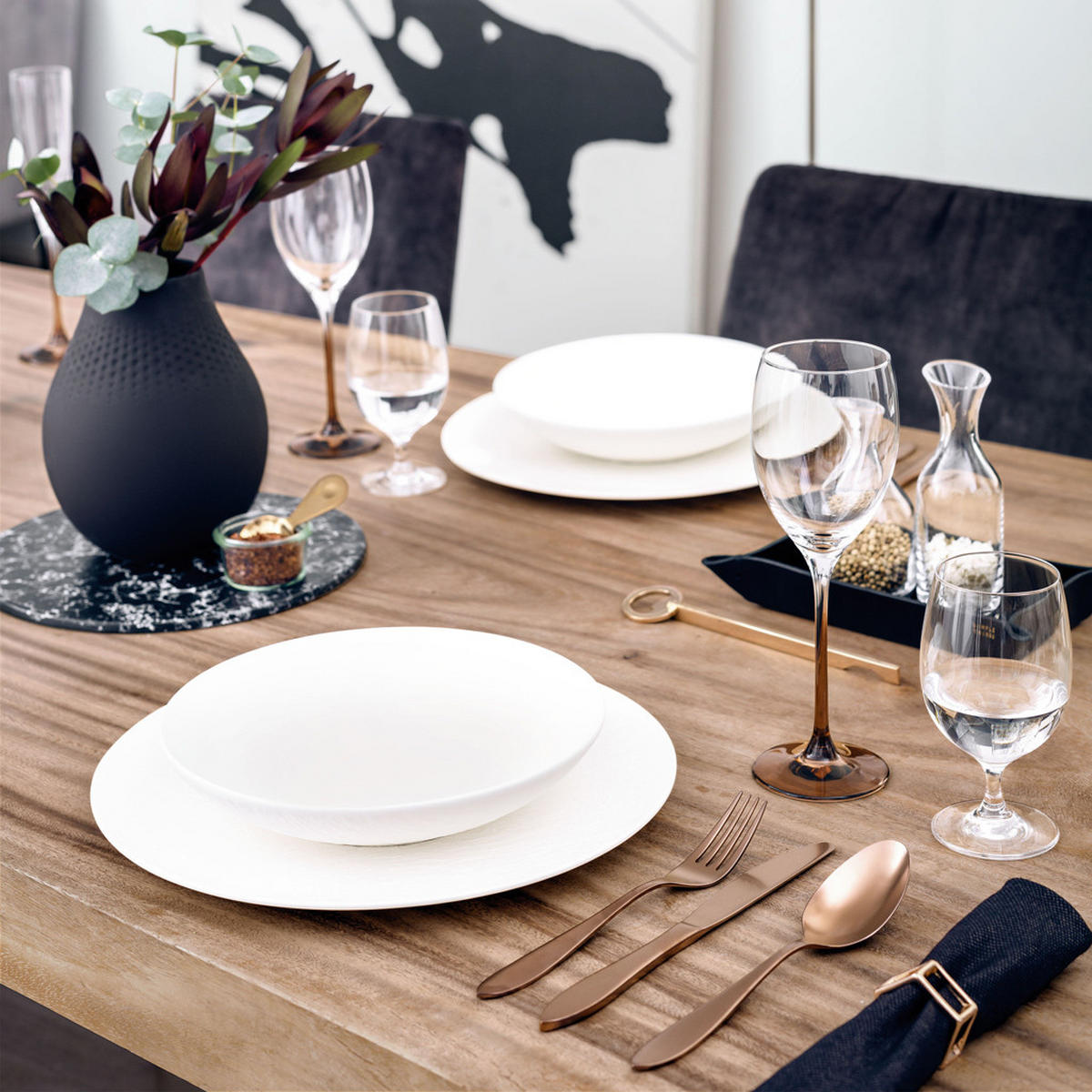 SCHALEN FLACH Manufacture Rock Blanc weiß ø 23,5 cm 6er Set - Weiß, Keramik (23.5cm) - Villeroy & Boch