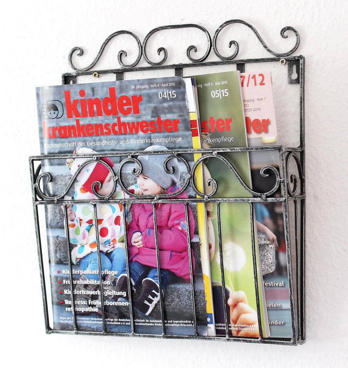 WANDREGAL Metall Zeitungsständer Schwarz 38 cm 9913 - Anthrazit, Metall (33/38/8cm) - DanDiBo