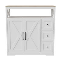 SIDEBOARD mit 3 Schubladen und 2 Türen - moderne skandinavische Optik und schwarze Griffe - Weiß und Natur - Weiß, Holzwerkstoff (100/105/40cm) - DELFA