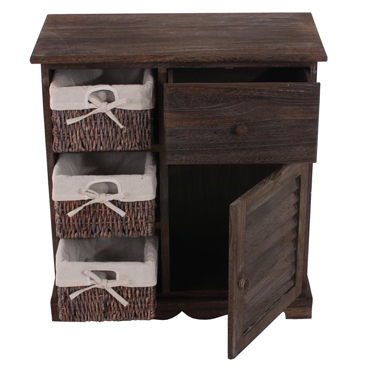 KOMMODE SCHRANK MIT 3 KÖRBEN Braun - Braun, Holz (60/63/30cm) - MCW