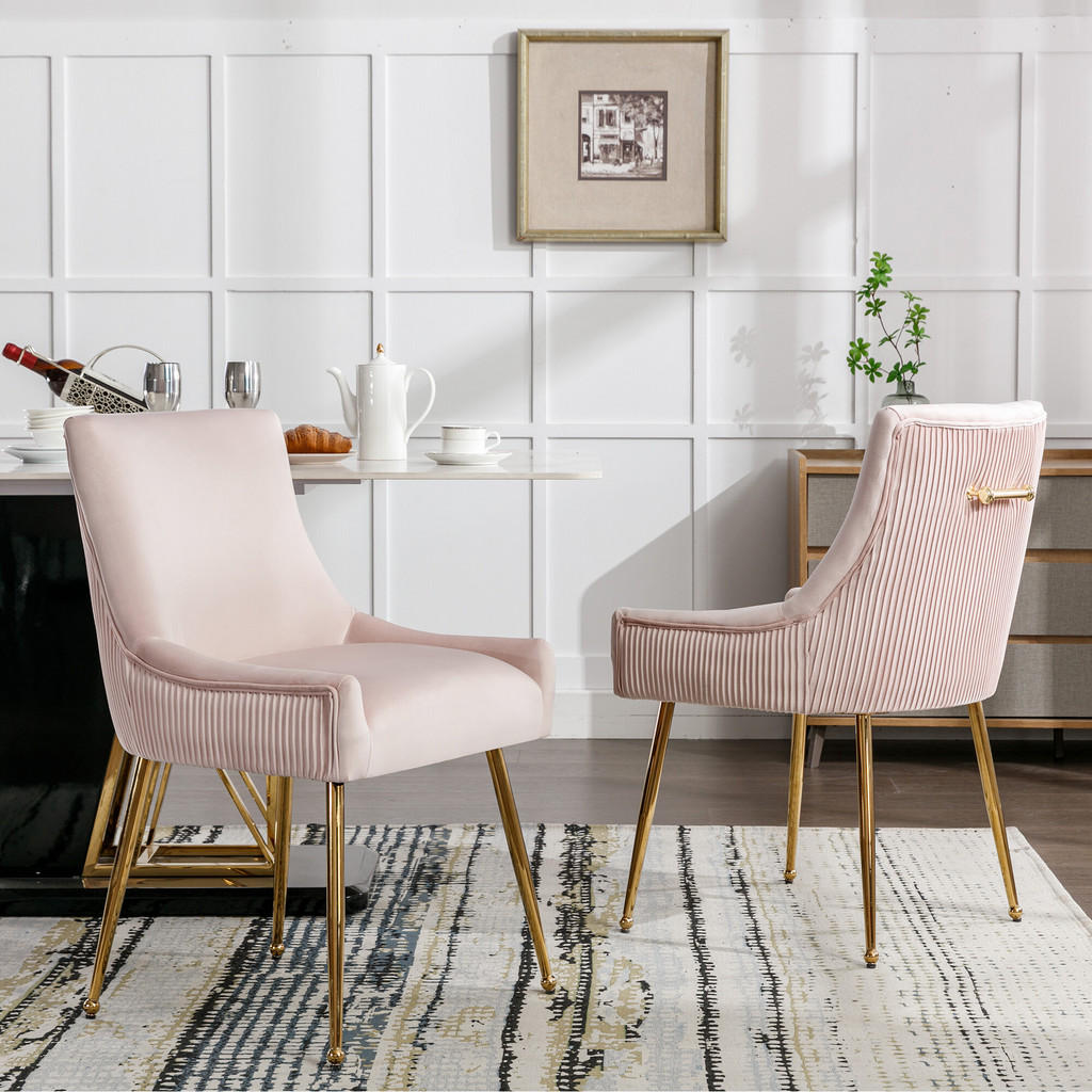 Thumbnail - Urban Meuble Esszimmeerstuhl-Set, Pink, Textil, Rechteckig, 57.5x86.5x42 cm, Esszimmer, Stühle, Esszimmerstühle, Vierfuß...