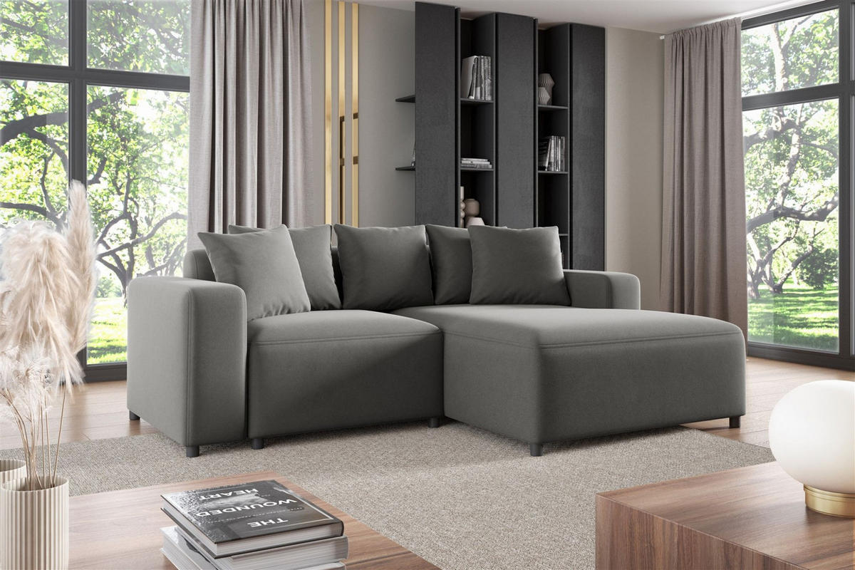 ECKSOFA Megan Xs In Salvador - Grau, Holzwerkstoff/Textil (240/165cm) - Fun Möbel