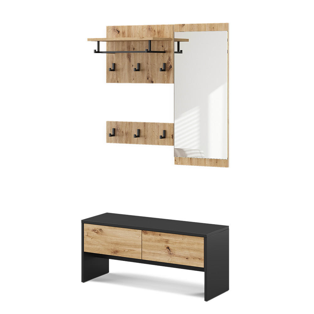 ŠATNÍ SKŘÍŇ Selena Antracit/Artisan - antracitová, kompozitní dřevo (90/40/30.1cm) - Vicco