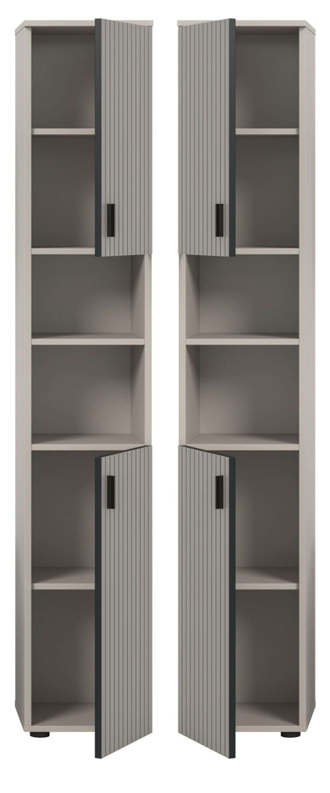 HOCHSCHRANK kaschmir 30 x 192 cm, Badschrank Türanschlag wechselbar - Kaschmir/Schwarz, Holzwerkstoff/Kunststoff (30/192/30cm) - Inn.Furn