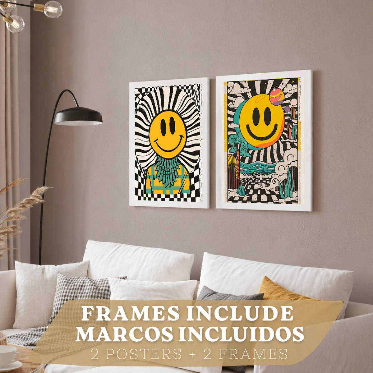 PLAKAT Sada 2 Emoji A3 Bílý rám - bílá, papír (29.7/1/42cm) - Nacnic