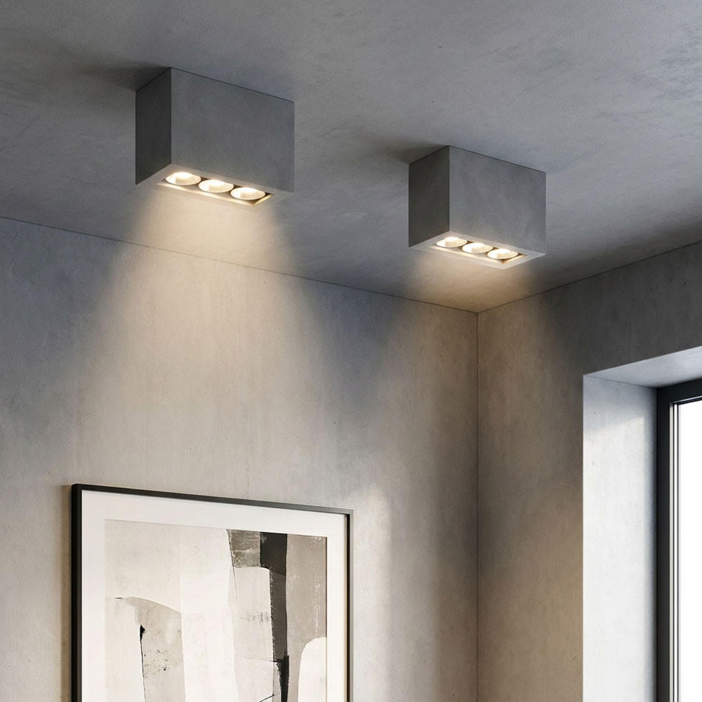 LED DECKENLEUCHTE TIMO Betonoptik Grau 2er Set - Grau, Metall (12.2/5.6/10cm) - Globo Lighting