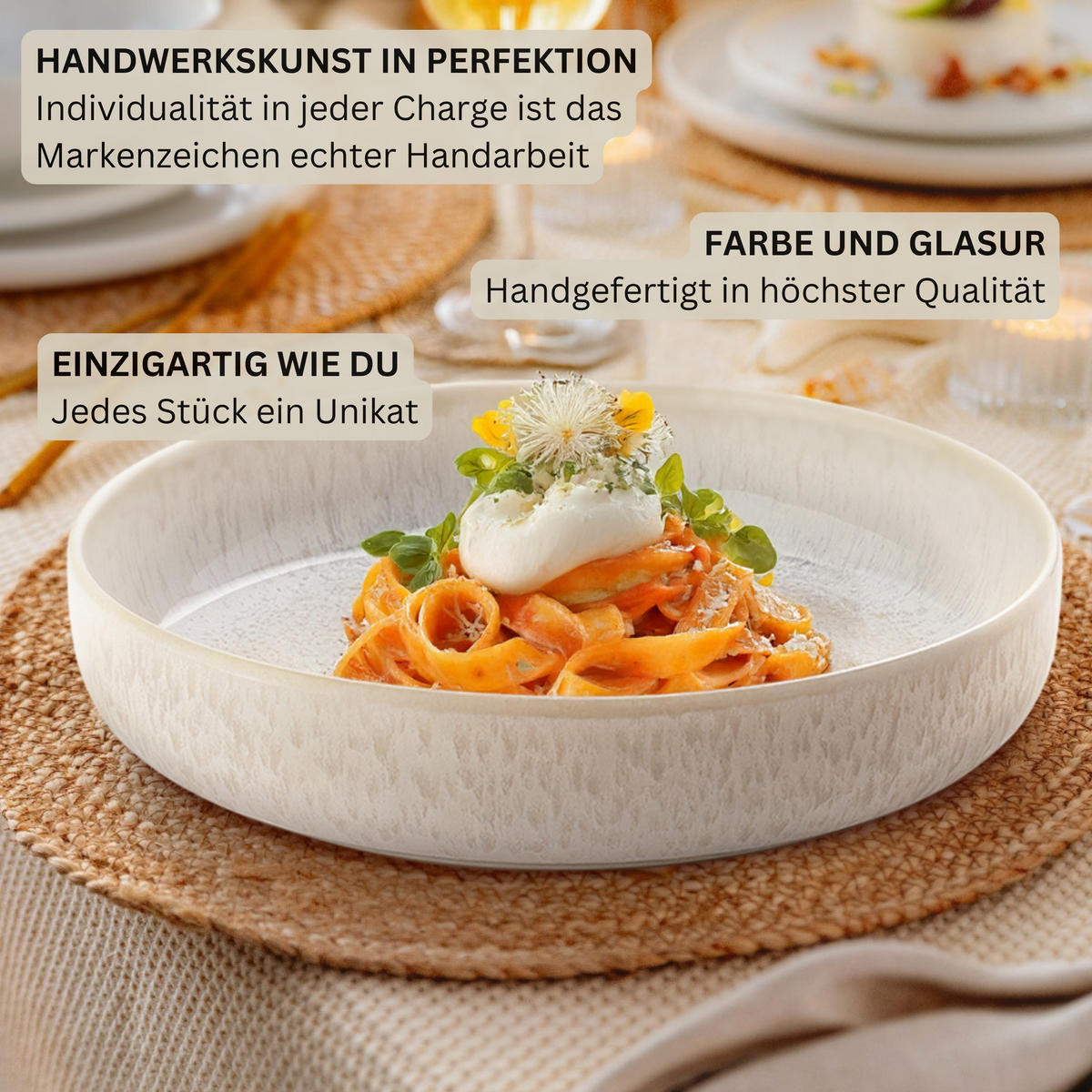 Pastaschalen Set Korfu - 4 teilig - Creme, Stein (24/24/15cm) - Sänger