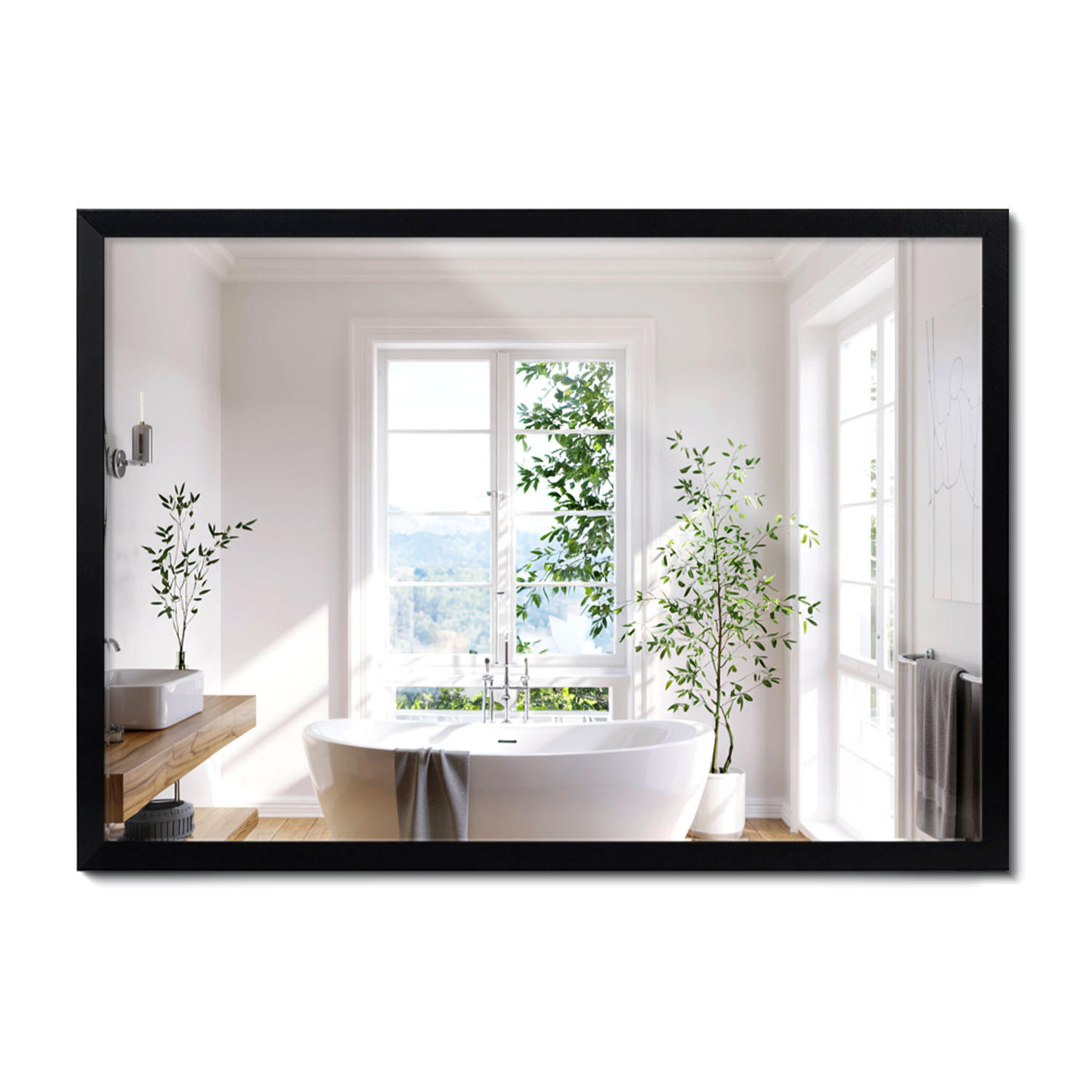 SPIEGEL 70x50cm Schwarzer Rahmen - Transparent, Glas (70/50/0.4cm) - Wallfluent