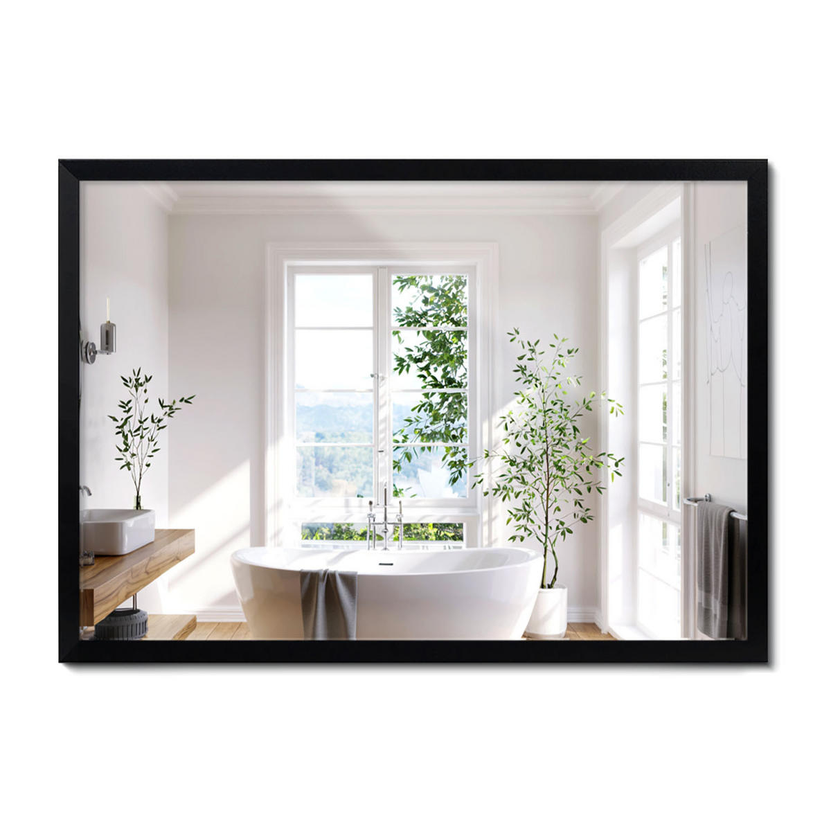 SPIEGEL 70x50cm Schwarzer Rahmen - Transparent, Glas (70/50/0.4cm) - Wallfluent