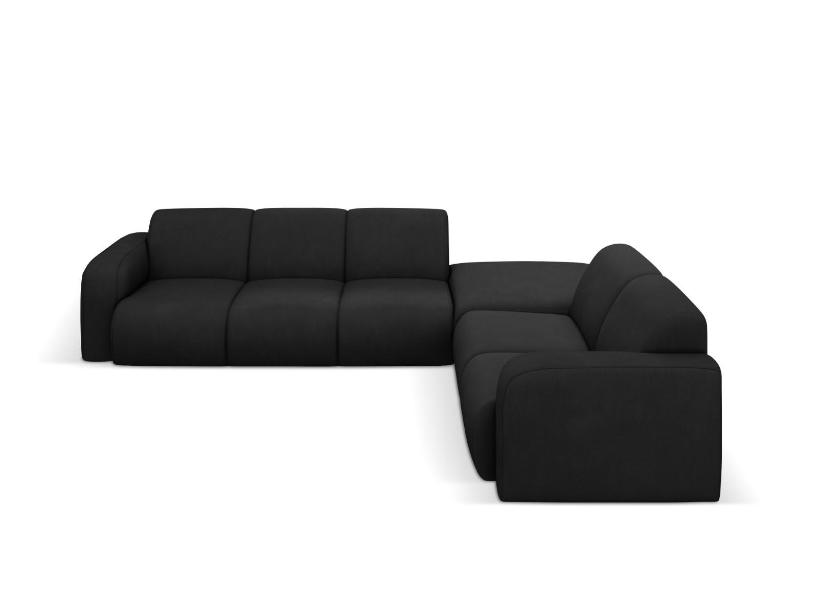 ECKSOFA rechts Molino aus strukturiertem Stoff schwarz 6 Sitzplätze - Schwarz, Textil (250/315cm) - Micadoni