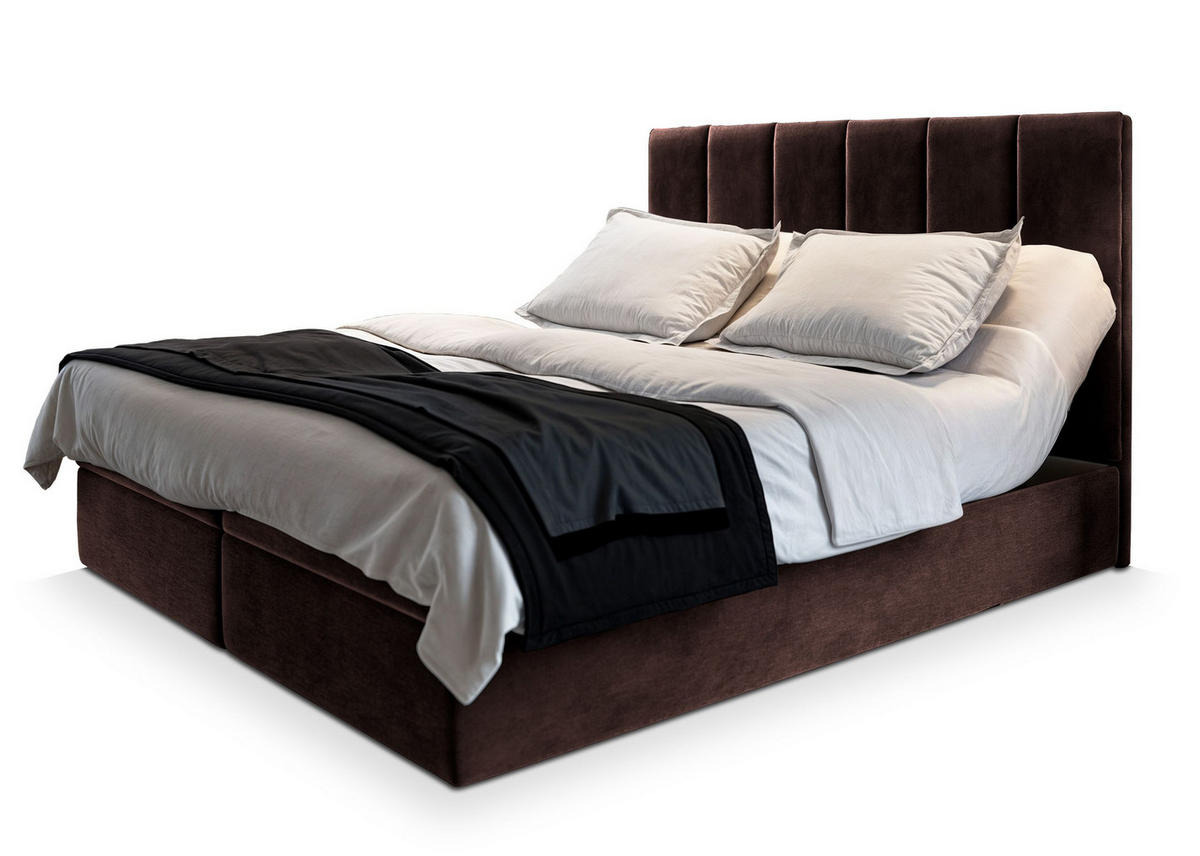 BOXBETT BARINO 160x200 cm mit Matratze und Topper - Braun - Braun, Holz (160/200cm) - MASSENO