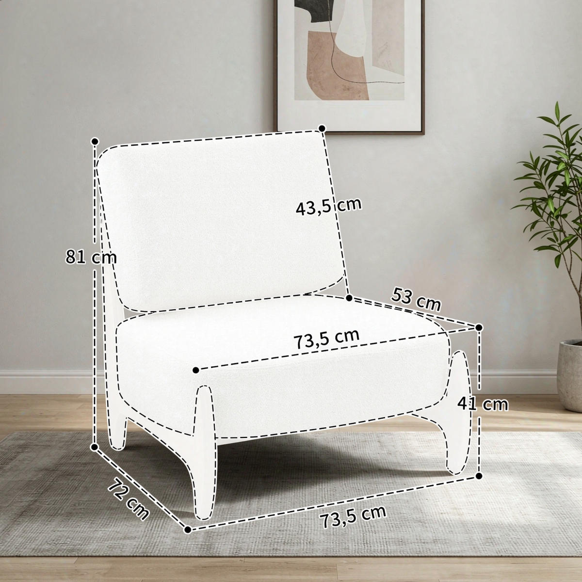 SESSEL Chenille-Bezug mit dicken Kissen, DE-42179, Creme - Creme, Holzwerkstoff (72/81/73.5cm) - ComfortXL