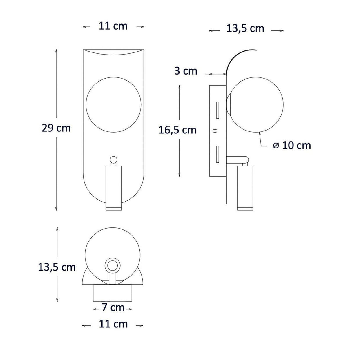 WANDLEUCHTE Matalia, Schwarz und weiß, 29cm - Weiß, Glas (10.1/29/13.5cm) - KOSILUM