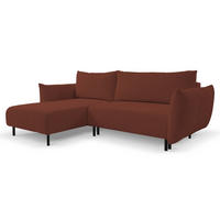 ECKSOFA ADEL mit Schlaffunktion und Bettkasten, L-förm, Metallbeine, verstellbar lose Rückenkissen, freistehend, LINKS, 171x257x90 cm, Bordeaux - Bordeaux, Holz/Textil (171/257cm) - DomoHome