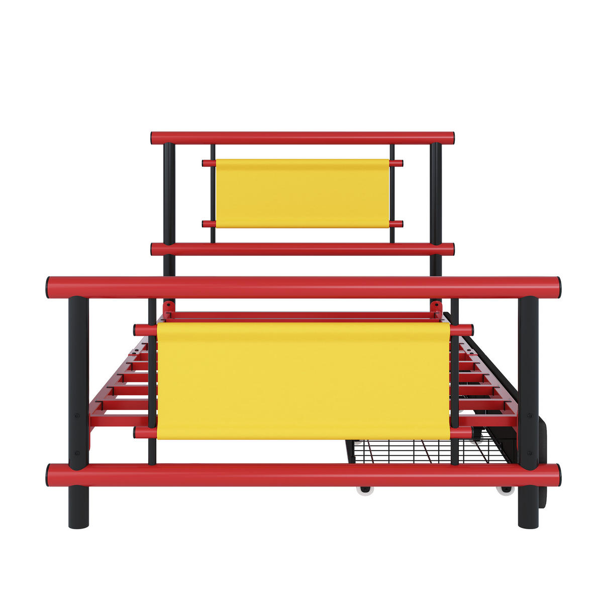 KINDERBETT 90/200 cm in Rot mit Schubladen aus Metall - Rot, Metall (90/200cm) - CHICFURN