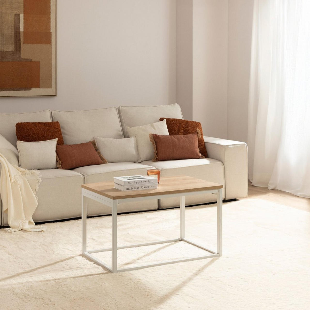 COUCHTISCH HOCHKLAPPBARER Navan Weiß 80 cm x 49-61 cm - Weiß, Holzwerkstoff (50/80/49cm) - Klast Home