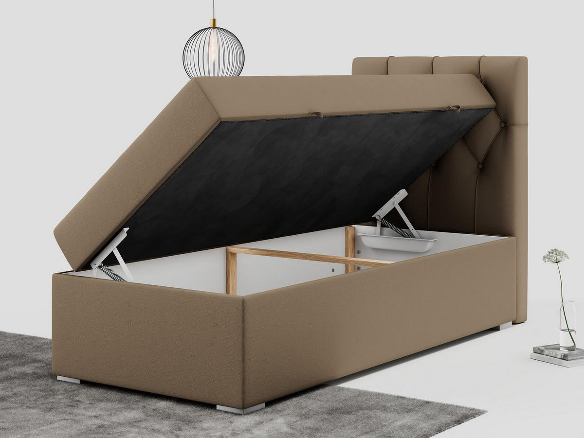 BOXBETT ALDA 90/200 Braun Kunstleder - H4 - Rechts Seite - Braun, Holz/Textil (90/200cm) - MKS