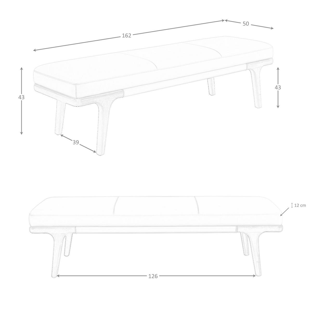 HOCKERBANK Nerz-Kunstleder-Bank 162/50/43 cm - Dunkelbraun/Walnussfarben, Leder/Holz (162/43/50cm) - ANGEL CERDA